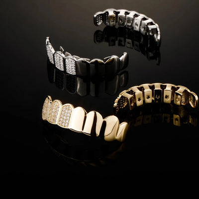 Micro Pave Cubic Zircon Iced Out Top & Bottom Grillz Set