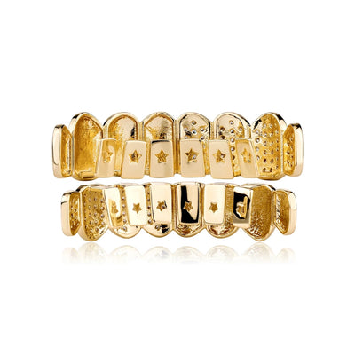 Micro Pave Cubic Zircon Iced Out Top & Bottom Grillz Set