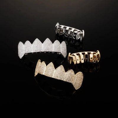 Iced Out Gold Plated Fang Grillz Set