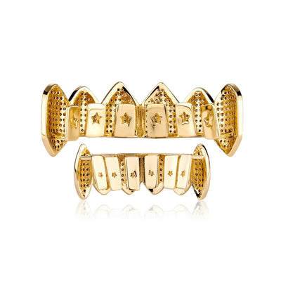 Iced Out Gold Plated Fang Grillz Set