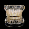 Full Iced Out CZ Stone Gold Silver Teeth Grillz Set - Micro Paved Top & Bottom