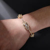 8-Inch Square Bracelet with Cubic Zirconia - Gold or Silver Plated