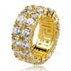 2 Rows CZ Iced Out Wedding Ring for Men & Women