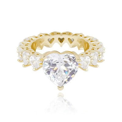 Fashion Heart Ring with Full Bling CZ