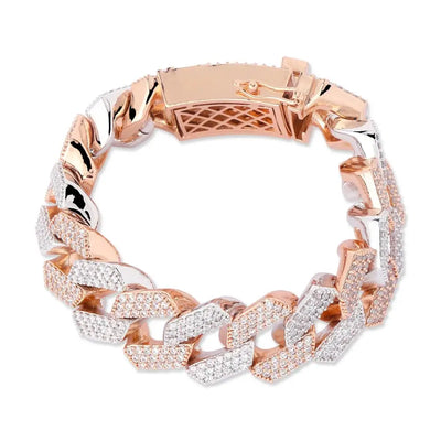 Iced Out Link Chain Bracelet with Micro Pave CZ Stones