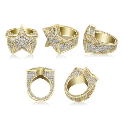 Five Star Ring with Micro Pave CZ