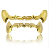 Glam Fangs: Gold Color Plated Dracula Vampire Fang Grillz Caps"