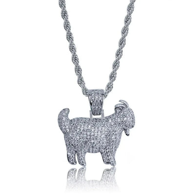 G.O.A.T. Cubic Zirconia Goat Pendant - Gold or Silver Plated with Necklace