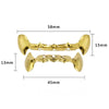 Glam Fangs: Gold Color Plated Dracula Vampire Fang Grillz Caps"