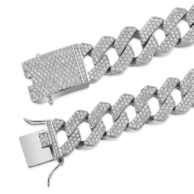 Iced Out Link Chain Bracelet with Micro Pave CZ Stones