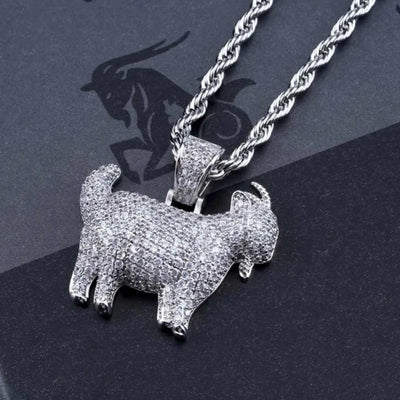 G.O.A.T. Cubic Zirconia Goat Pendant - Gold or Silver Plated with Necklace