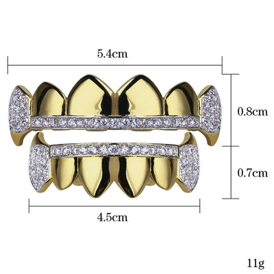 Dazzle & Fangs: Micro Pave Cubic Zircon Vampire Fangs Grillz Set