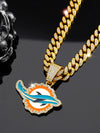 Miami Dolphins Pendant with 20" Cuban Link Necklace