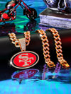 San Francisco 49ers Pendant with 20" Cuban Link Necklace