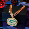 Green Bay Packers Pendant with 20" Cuban Link Necklace