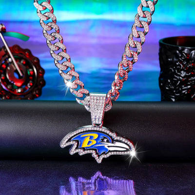 Baltimore Ravens Pendant with 20" Cuban Link Necklace