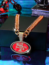 San Francisco 49ers Pendant with 20" Cuban Link Necklace