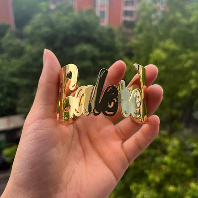 Custom Name Bangle - Stainless Steel Personalized Name Bracelet