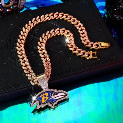 Baltimore Ravens Pendant with 20" Cuban Link Necklace