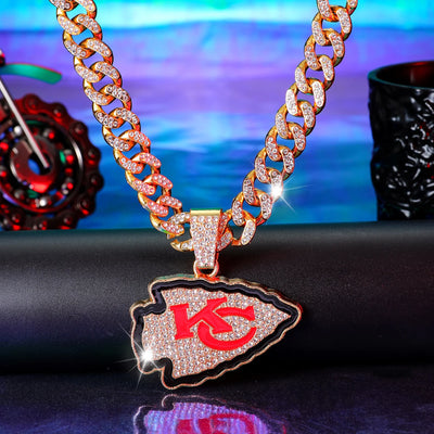 Kansas City Chiefs Pendant with 20" Cuban Link Necklace