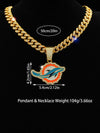 Miami Dolphins Pendant with 20" Cuban Link Necklace