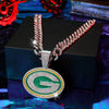 Green Bay Packers Pendant with 20" Cuban Link Necklace