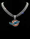 Miami Dolphins Pendant with 20" Cuban Link Necklace