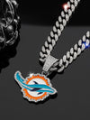 Miami Dolphins Pendant with 20" Cuban Link Necklace