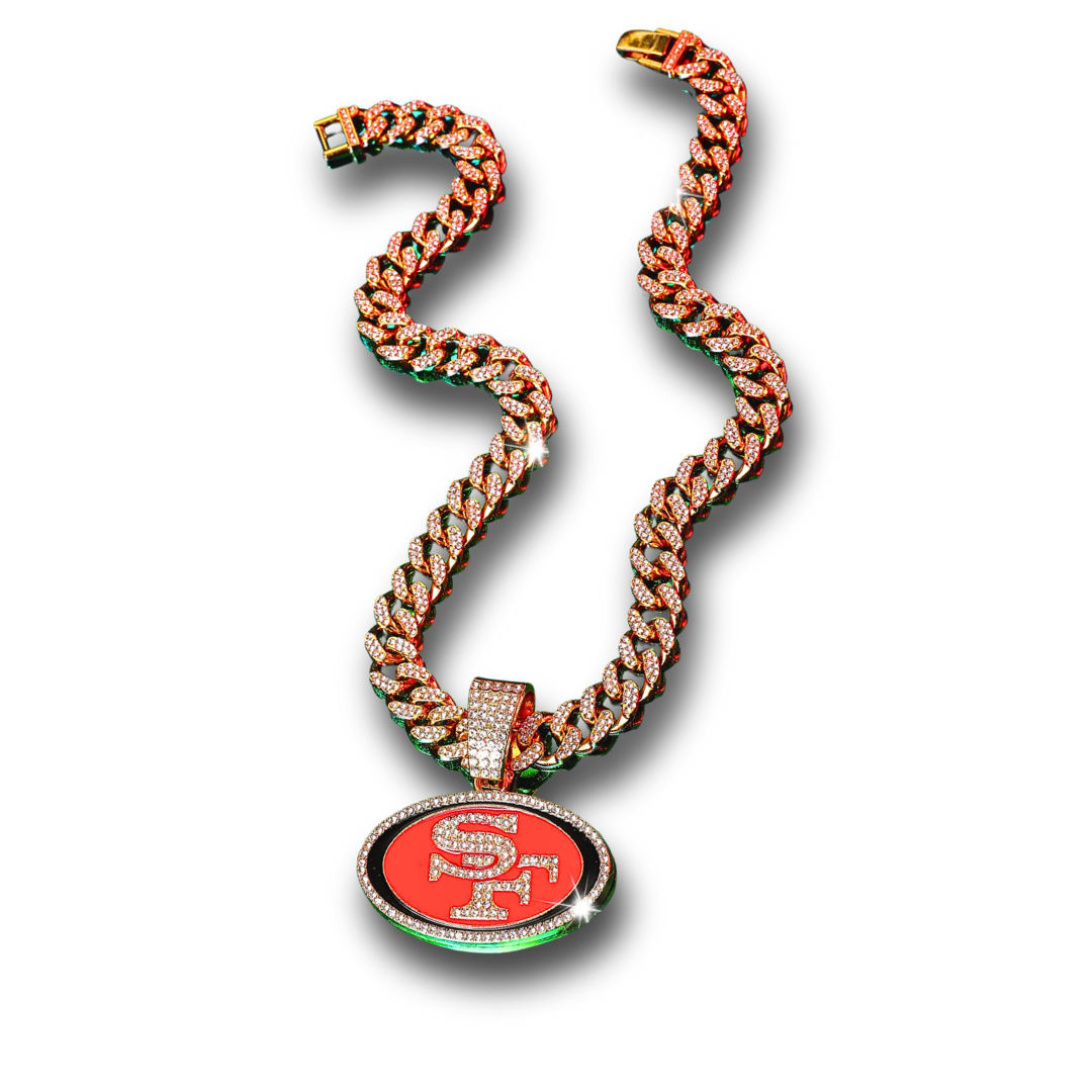 San Francisco 49ers Pendant with 20" Cuban Link Necklace