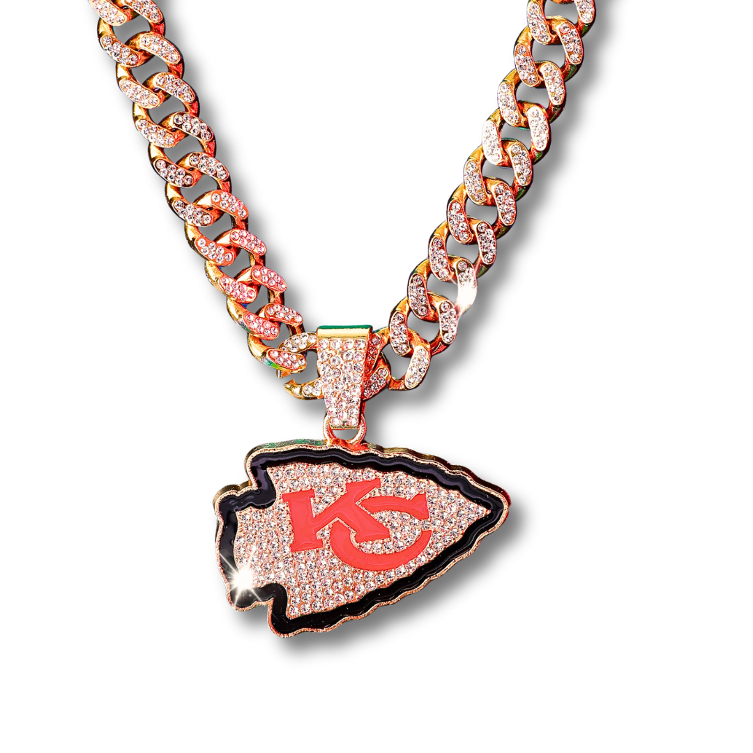 Kansas City Chiefs Pendant with 20" Cuban Link Necklace