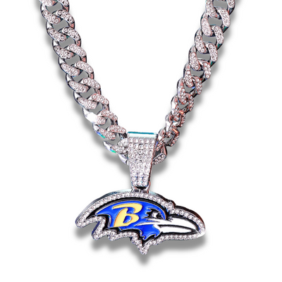 Baltimore Ravens Pendant with 20" Cuban Link Necklace