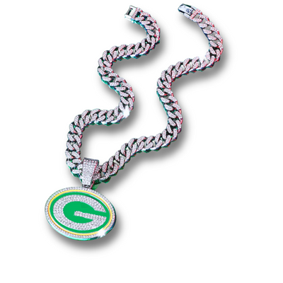 Green Bay Packers Pendant with 20" Cuban Link Necklace