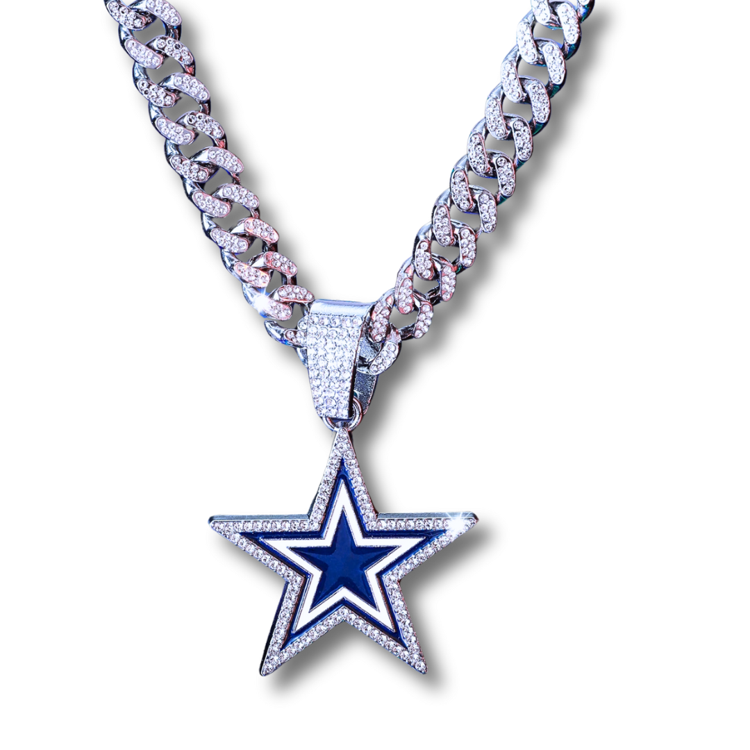 Dallas Cowboys Pendant with 20" Cuban Link Necklace