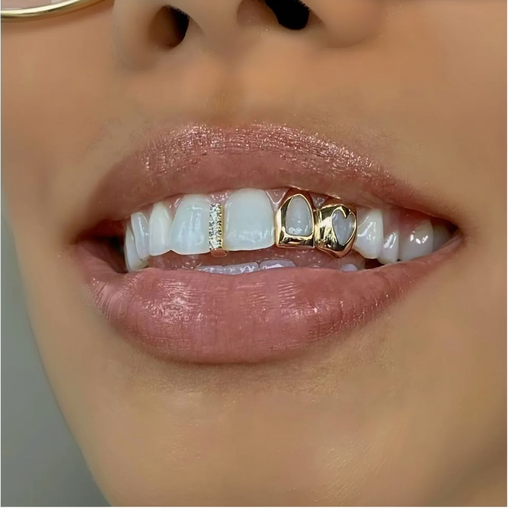 Gold-Plated Hollow & Diamond-Cut Grillz – The Ultimate Luxe Flex