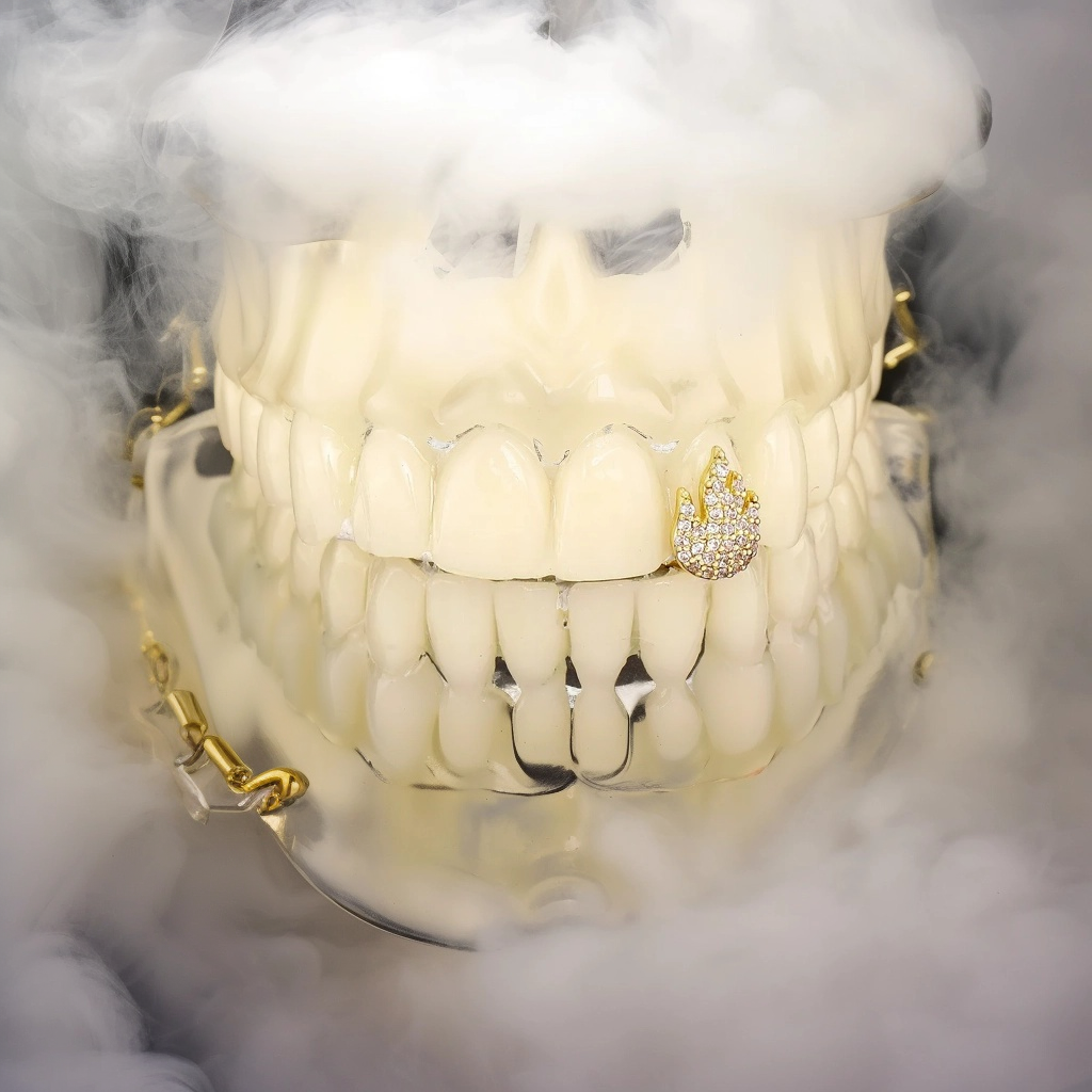Iced-Out Flame Single Tooth Grill – Ignite Your Style