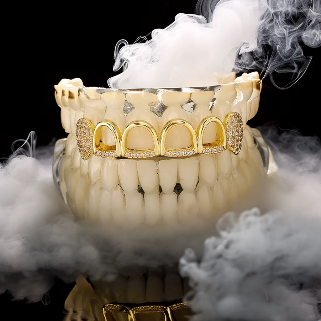 Luxe Hollow CZ Gold Grillz – Bold Iced-Out Statement