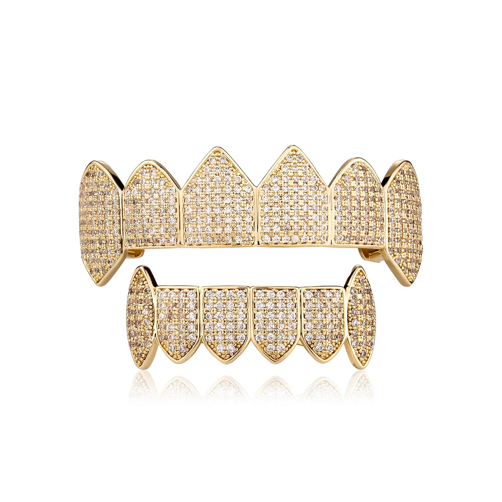 Iced Out Gold Plated Fang Grillz Set