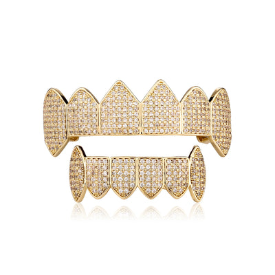 Iced Out Gold Plated Fang Grillz Set